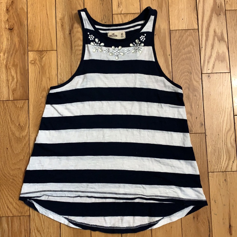 NWOT Hollister floral bejeweled striped tank